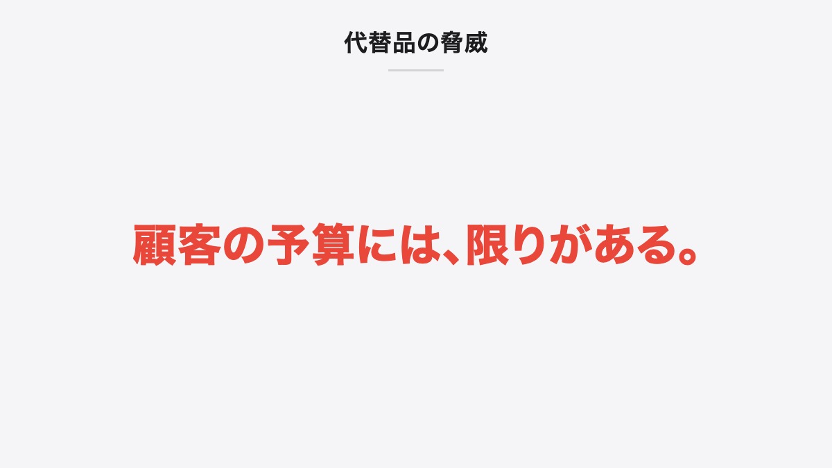 代替品の脅威|顧客の予算には、限りがある。