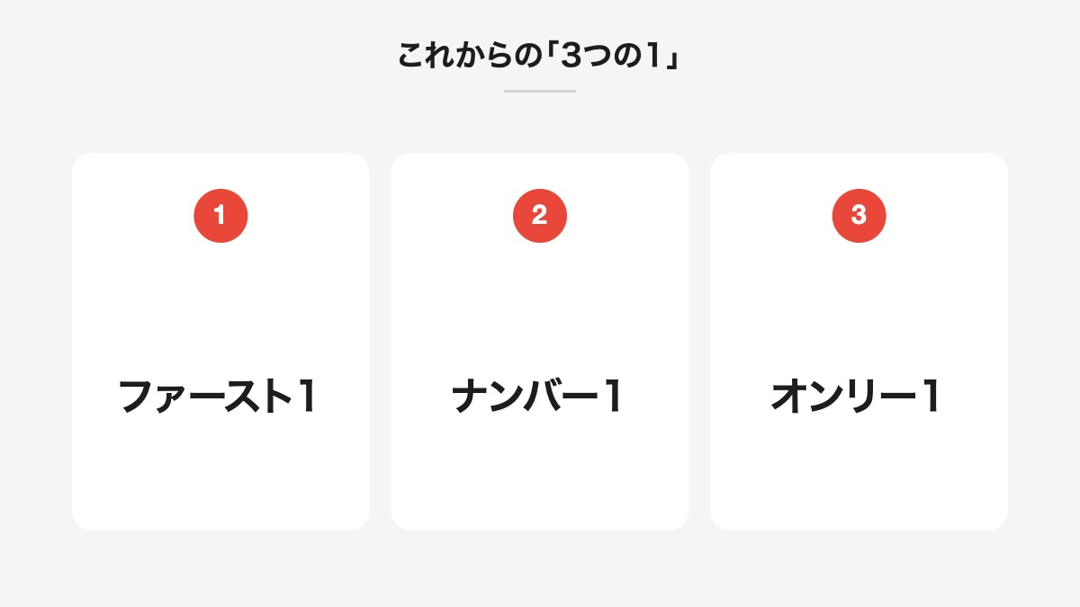 これからの「3つの1」|ファースト1、ナンバー1、オンリー1