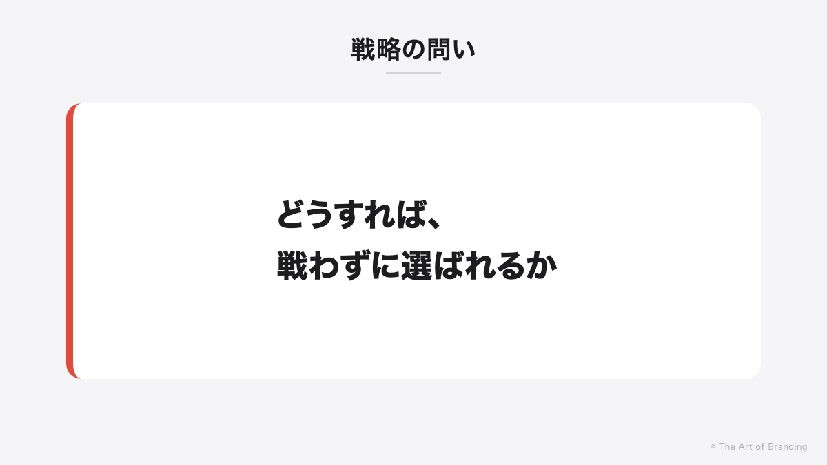 戦略の問い:どうすれば、戦わずに選ばれるか