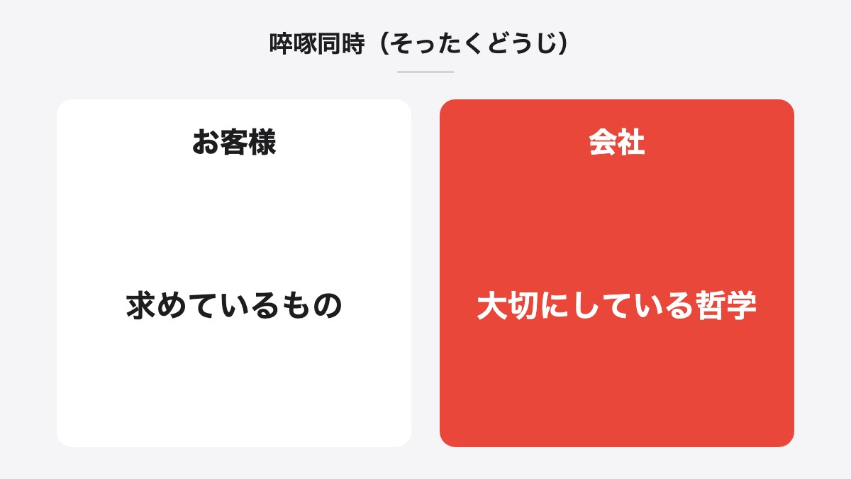 啐啄同時(そったくどうじ)|お客様:求めているもの/会社:大切にしている哲学